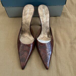 Nine West Leather Mule Women's Size 7-1/2 Brown NWFAITHLYNE